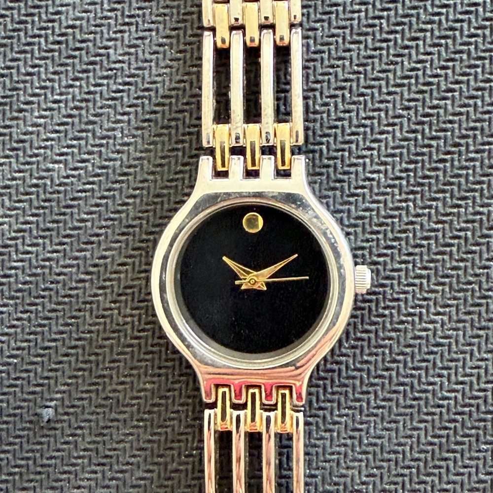 Movado Esperanza two-tone round black dial ladies quartz watch - Picture 12 of 12